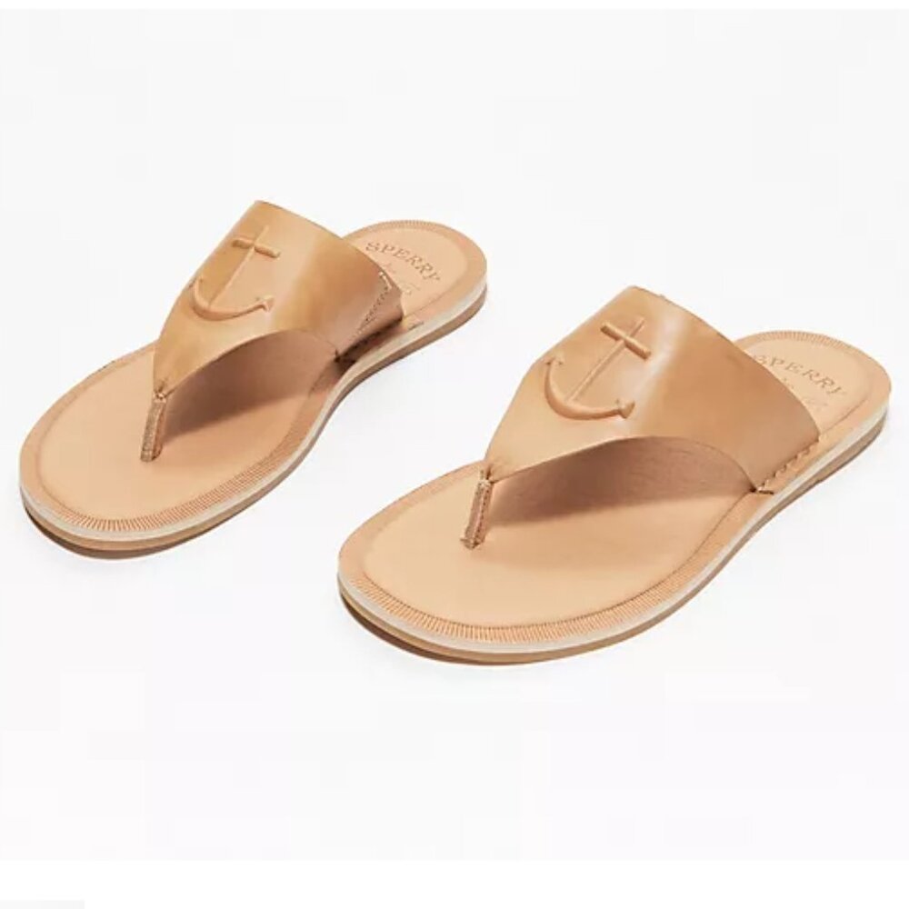 Sperry Leather Thong Sandals - Seaport in Medium Beige